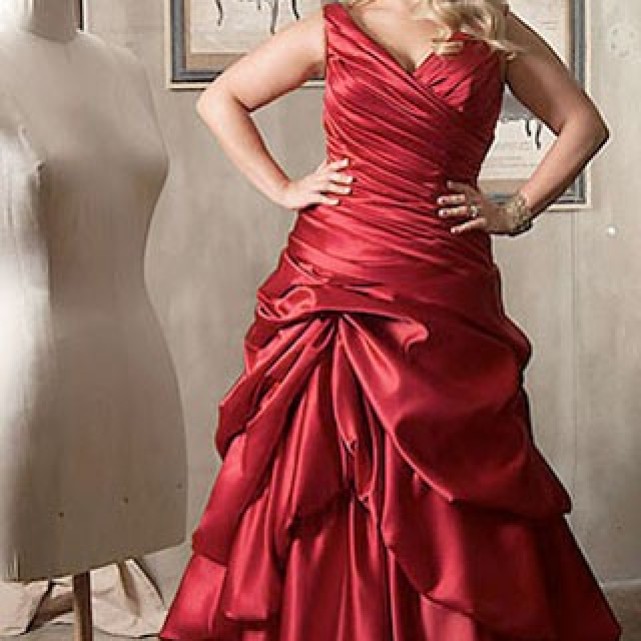 red-satin-v-neck-pleated-bodice-with-pick-up-skirt-plus-size-dress
