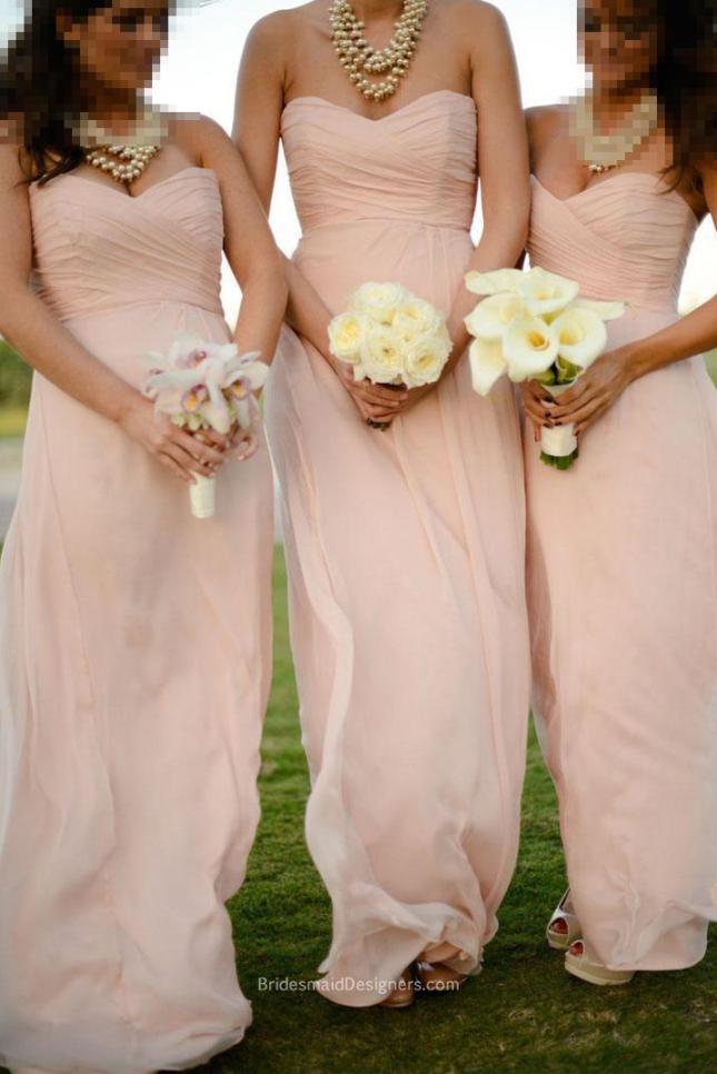 long-blush-strapless-sweetheart-pleat-bridesmaid-dress-1